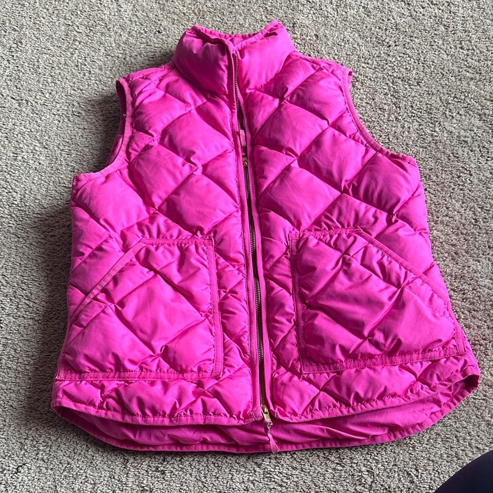 J. Crew Hot Pink Quilted Puffer Vest excursion small